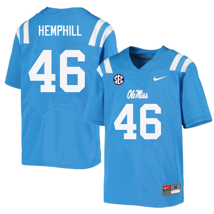 Salathiel Hemphill Ole Miss Rebels NCAA Men's Powder Blue #46 Stitched Limited College Football Jersey UJQ0858YX